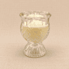 Kaars IJsgang in bewerkt transparant vintage glas, handgemaakte kaars van koolzaadwas door Rivierlicht