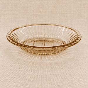 Vintage zeepschaal van doorzichtig bruin hergebruikt glas, vintage vondst bij Made in Gorinchem